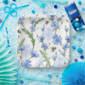 ブルーの花柄 ペーパープレート (パーティー)