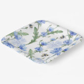 ブルーの花柄 ペーパープレート (傾斜あり)