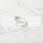 ブルーの花柄 レモン メインスクイーズ ブライダルシャワー ペットボトルラベル (シングルラベル)