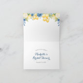ブルーの花柄 レモン メイン スクイーズ ブライダルシャワー サンキューカード (内部)