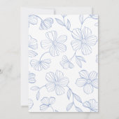 ブルーの花柄 Save the Date 招待状 (裏面)