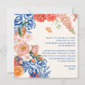 ブルーの花柄 That's Amore ブライダルシャワー グラッツェ サンキューカード (裏面)