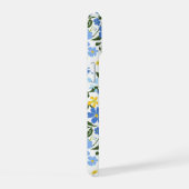 ブルーの花柄iPhoneケース iPhone 15ケース (右側面)