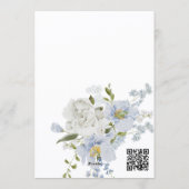 ブルーの花柄QRコード "Something Blue" ブライダルシャワー 招待状 (裏面)