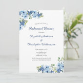 ブルーの花水彩グリーンのリハーサルディナー 招待状 (スタンド正面)