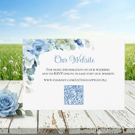 ブルーの花薔薇の水彩画の結婚式のウェブサイト エンクロージャーカード