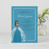 ブルーの花飾り付きのキンチアニエラ 招待状 (スタンド正面)