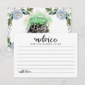 ブルーの花 ハロウィン ベイビー シャワー アドバイス カード (正面/裏面)