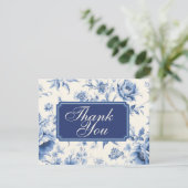 ブルーの花 フランス シノワズリー 感謝 招待状 (スタンド正面)