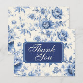 ブルーの花 フランス シノワズリー 感謝 招待状 (正面/裏面)