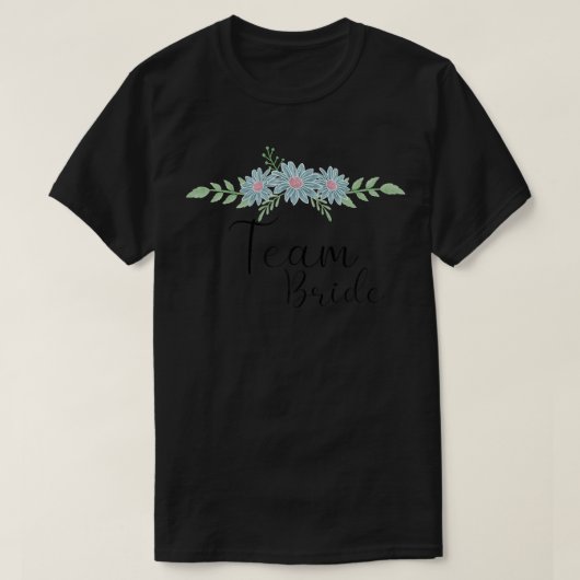 ブルーの花 ブライド チーム 花嫁の夜の女性 Tシャツ (デザイン正面)