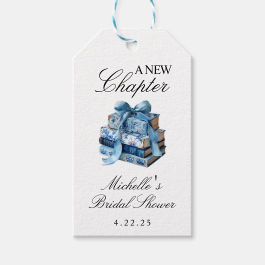 ブルーの花 新たな章 ブライダルシャワー ギフトタグ (正面)