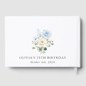 ブルーの花、白い花、グリーン、誕生日 ゲストブック (裏面)