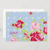 ブルーの薔薇の結婚式の披露宴への返信 招待状 (正面/裏面)
