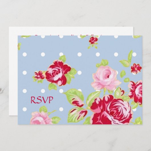 ブルーの薔薇の結婚式の披露宴への返信 招待状 (正面/裏面)