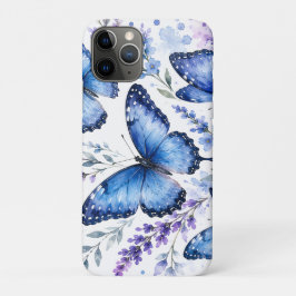 ブルーの蝶々 水彩画 iPhone 11 PROケース