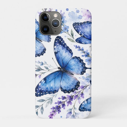 ブルーの蝶々 水彩画 Case-Mate iPhoneケース (裏)