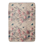 ブルーの蝶とともに咲くヴィンテージの春の薔薇 バスマット (正面縦)
