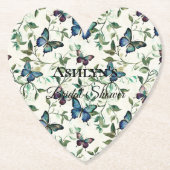 ブルーの蝶の美しい花嫁の歓迎会 ペーパーコースター (正面)