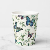 ブルーの蝶の美しい ブライダルシャワー 紙コップ (裏面)