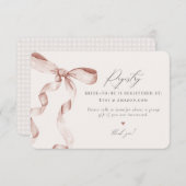 ブルーの蝶結び レジストリー招待状挿入ページ エンクロージャーカード (正面/裏面)