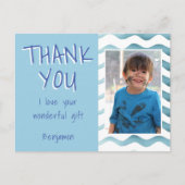 ブルーの誕生日ありがとう子供の写真 ポストカード (正面)