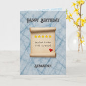 ブルーの誕生日お兄さん5つ星レビュー カード (黄色い花)