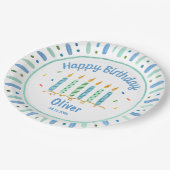ブルーの誕生日ボーイのカスタム紙皿 ペーパープレート (アングル)