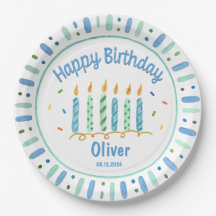 ブルーの誕生日ボーイのカスタム紙皿