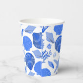 ブルーの貝殻とサンゴの模様のカスタムビーチ 紙コップ (右)