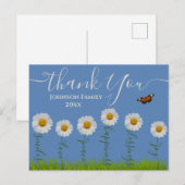 ブルーの遊び心あるデイジー感謝祭の花 ポストカード (正面/裏面)