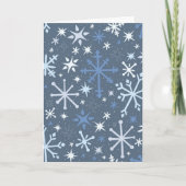 ブルーの遊び心のある雪の結晶のグリーティングカード カード (正面)
