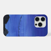ブルーの都市風景のスマホケース iPhoneケース (裏面横)