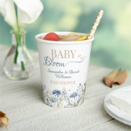 ブルーの野の花が咲くベビーインブルームガーデンベビーシャワー 紙コップ