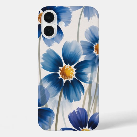 ブルーの野の花の水彩画スマホケース Case-Mate iPhoneケース (裏面)