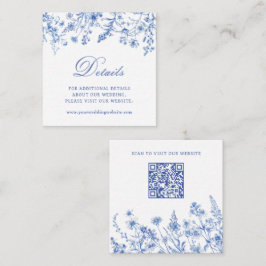 ブルーの野の花の結婚式の詳細ウェブサイトQRコード エンクロージャーカード