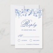ブルーの野の花の結婚式RSVPカード カード (正面)