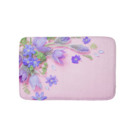 ブルーの野の花の記憶泡バスマット | フラワーバスログ バスマット
