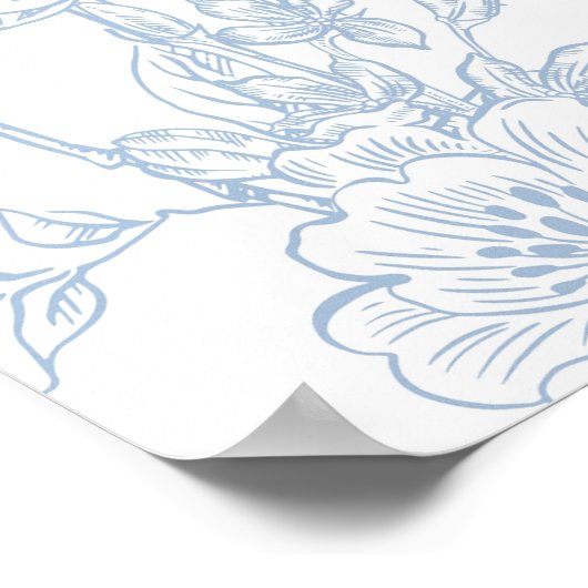 ブルーの野生の花のブライダルシャワー招待状 ポスター (角)