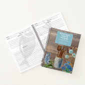 ブルーの野生の花の木のキッチン用品の料理本 ノートブック (内部)