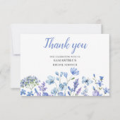 ブルーの野生の花 ブライダルシャワーのフラットな感謝カード サンキューカード (正面)