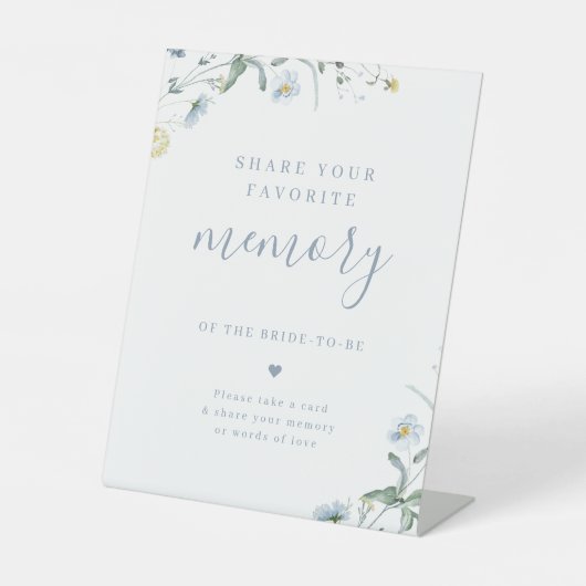 ブルーの野生の花 ボーホー 思い出をシェアする ブライズシャワー 台座サイン (正面)