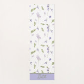 ブルーの野生の花 水彩 カスタムネーム ヨガマット (正面)