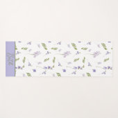 ブルーの野生の花 水彩 カスタムネーム ヨガマット (正面(横))