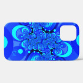 ブルーの陰影 モダンな抽象的フラクタルアートのイニシャル Case-Mate iPhoneケース (裏面 (横))