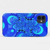 ブルーの陰影 モダンな抽象的フラクタルアートのイニシャル Case-Mate iPhoneケース (裏面(横))