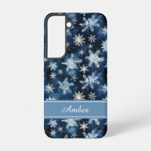 ブルーの雪の結晶のオーダーメイドスマホケース