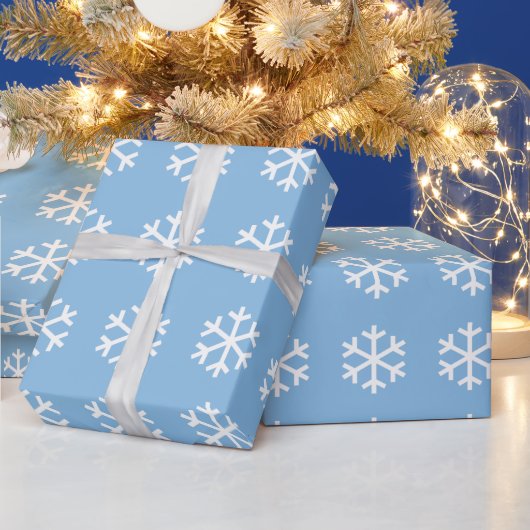 ブルーの雪の結晶のクリスマス包装紙 ラッピングペーパー (クリスマス)