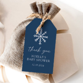ブルーの雪の結晶のベイビーシャワー ギフトタグ