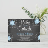 ブルーの雪の結晶のベビーシャワー Baby It's Cold Outside 招待状 (スタンド正面)